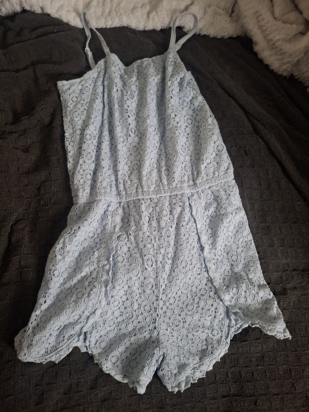 Xhilaration Light Blue Lace Spaghetti Strap One-Piece